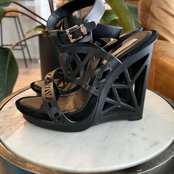 BCBG Black Sato Wedge Sandals - Picture 4 of 6